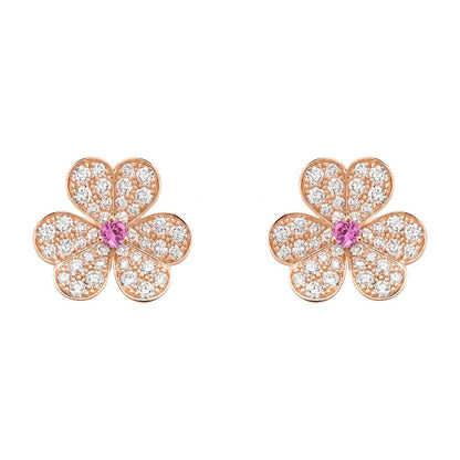 [Opulent Aurora]FRIVOLE PINK GOLD FLOWER DIAMOND EARRINGS