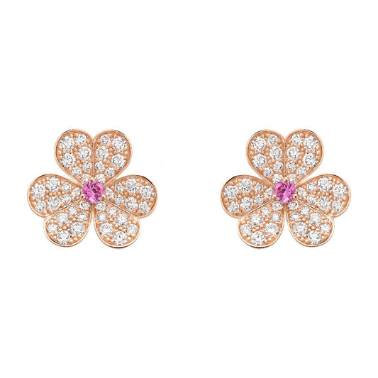 [Opulent Aurora]FRIVOLE PINK GOLD FLOWER DIAMOND EARRINGS