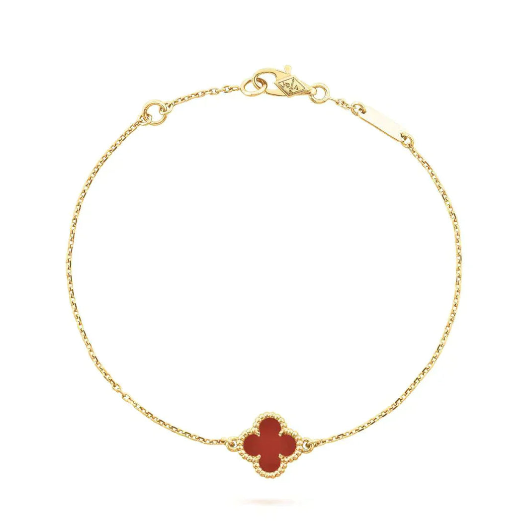 [Amore Jewelry]CLOVER  CARNELIAN SINGLE FLOWER BRACELET