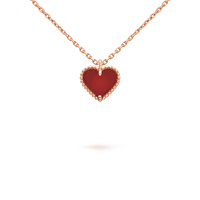 [Amore Jewelry]SWEET CLOVER CARNELIAN HEART NECKLACE