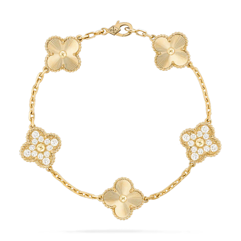 [Opulent Aurora]CLOVER BRACELET 5 MOTIFS GOLD DIAMOND