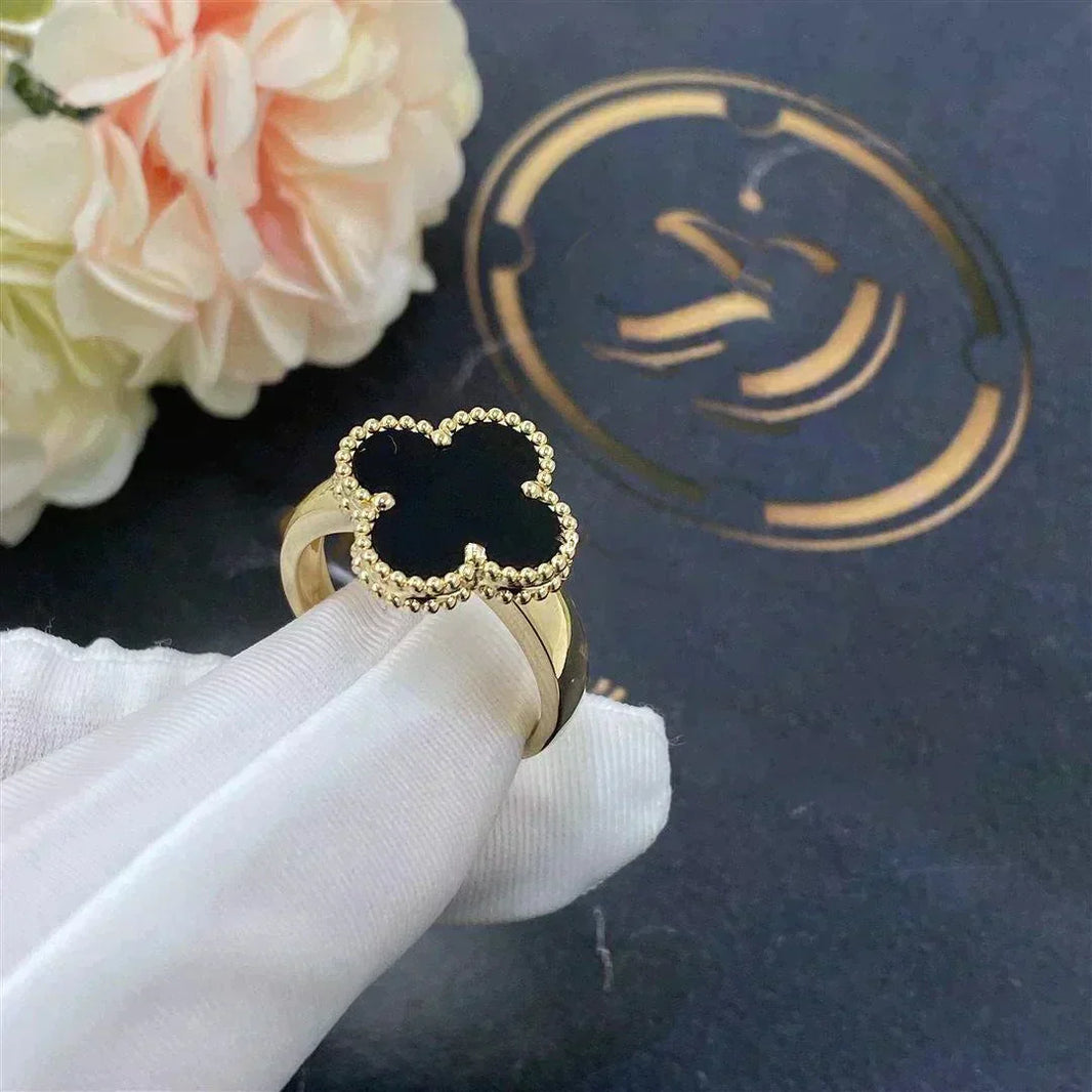 [Amore Jewelry]CLOVER ONYX RING