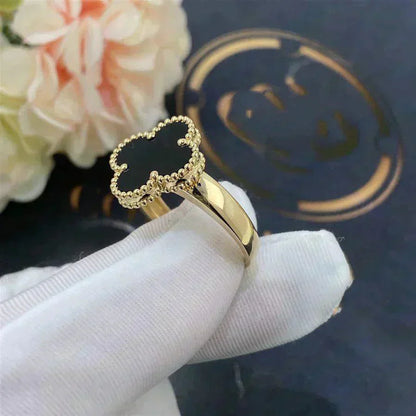[Opulent Aurora]CLOVER ONYX RING