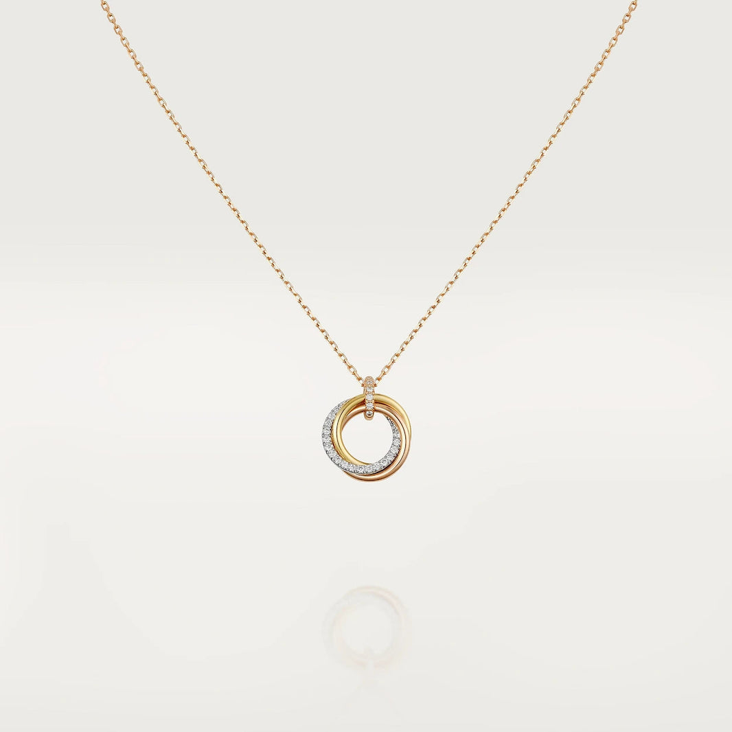 [Amore Jewelry]TRINITY NECKLACE SILVER GOLD PINK GOLD DIAMONDS