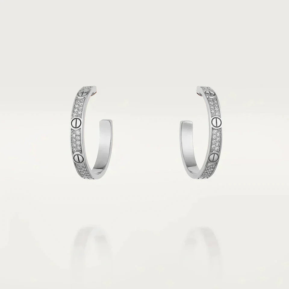 [Amore Jewelry]LOVE DIAMOND SILVER HOOP EARRINGS