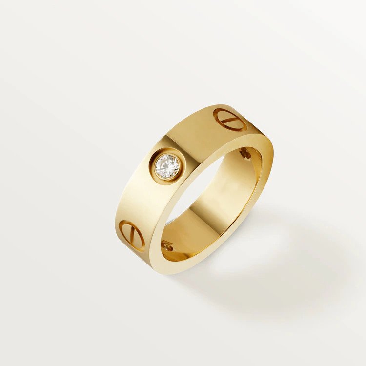 [Amore Jewelry]LOVE RING 5.5MM 3 DIAMONDS PINK GOLD