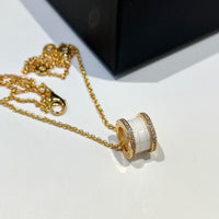[Amore Jewelry]ZERO 1 WHITE CERAMIC DIAMOND PINK GOLD NECKLACE
